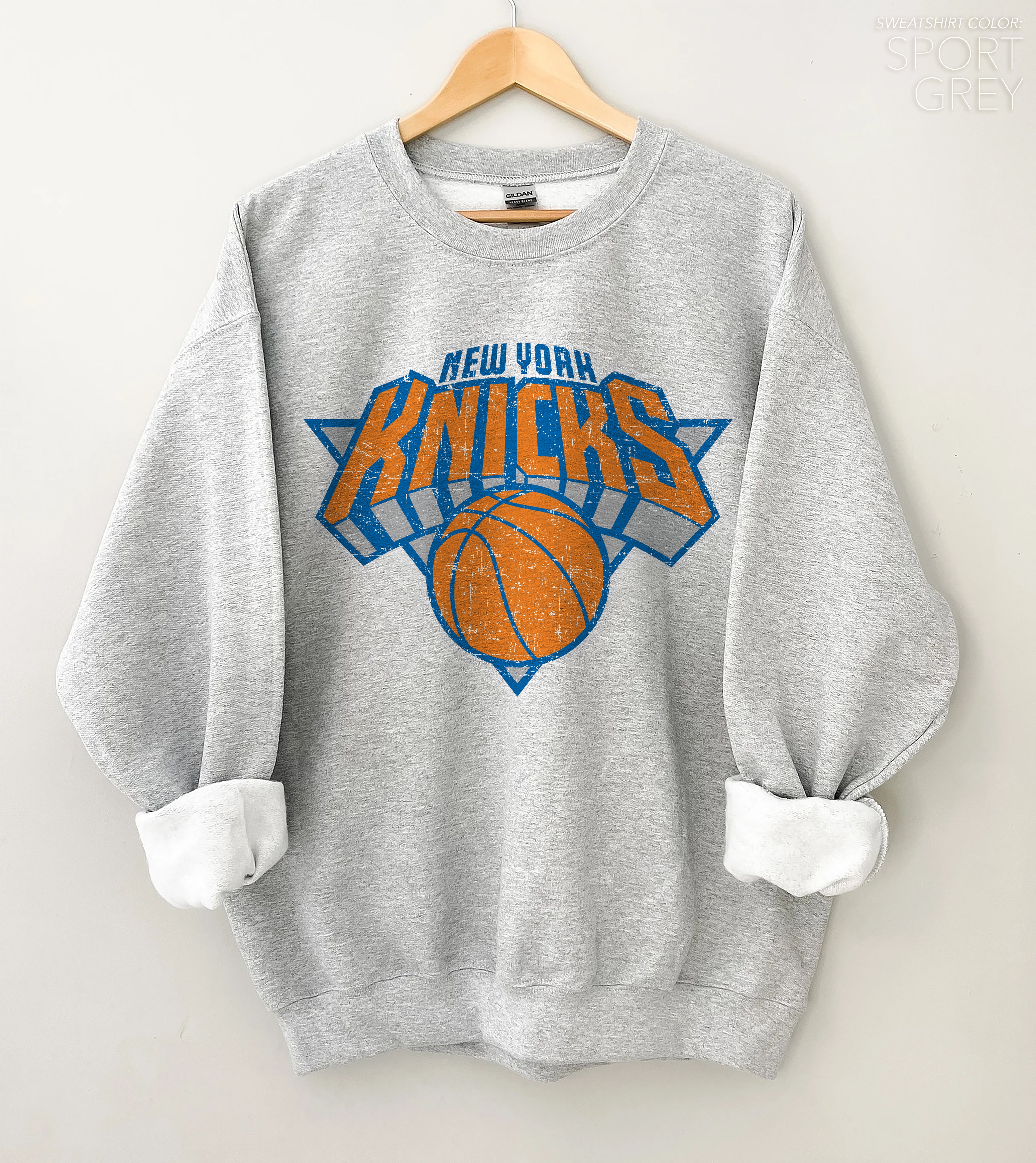 Printify Vintage New York Knicks Basic Crewneck Sweatshirt S