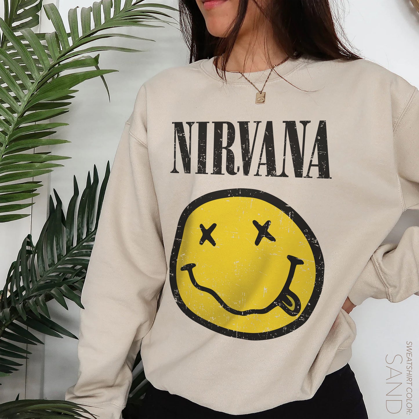 Nirvana Yellow Smiley Face Crewneck Sweatshirt