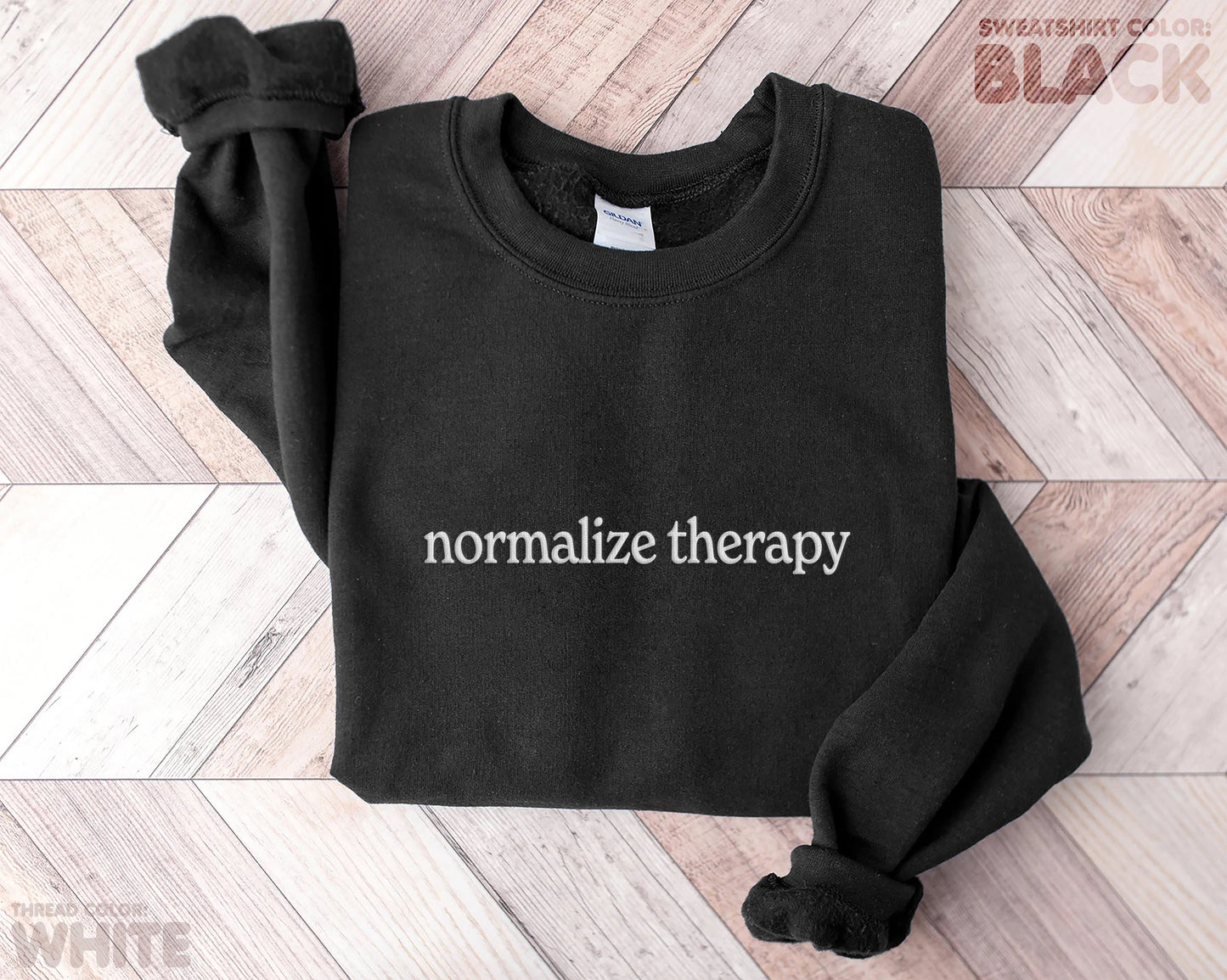 "normalize therapy" embroidered sweatshirt - funravel