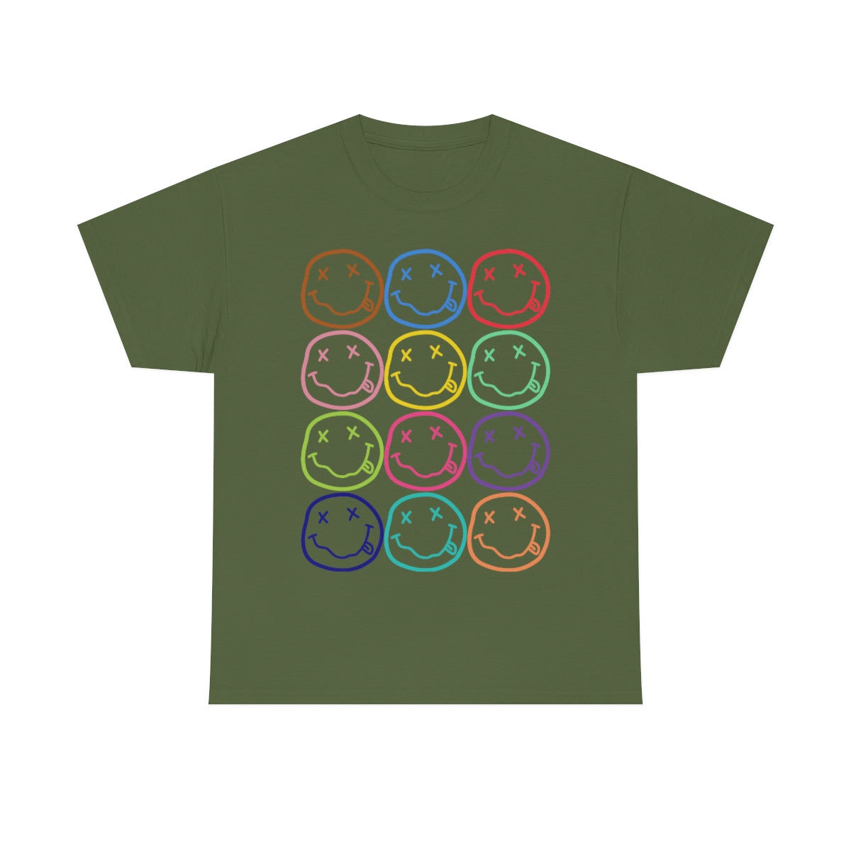 Nirvana Smiley Face T-shirt (Unisex Heavy Cotton Tee); Nirvana Rainbow Smiley Face Tee Shirt; Nirvana Pop Art; Nirvana Aesthetic Graphic Tshirt