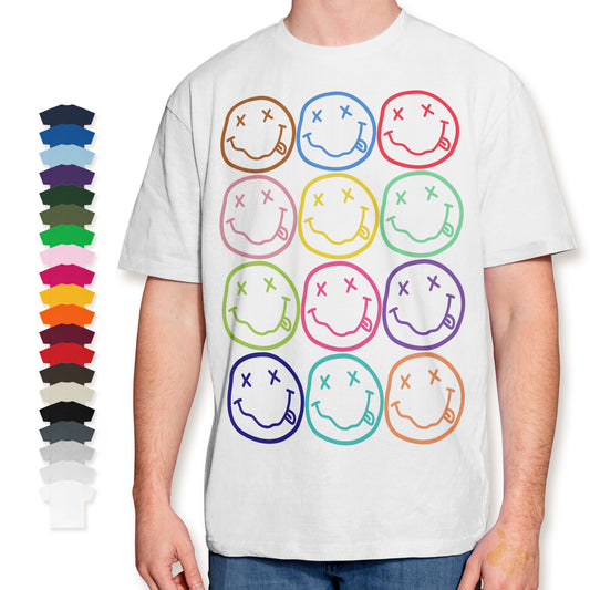 Nirvana Smiley Face T-shirt (Unisex Heavy Cotton Tee); Nirvana Rainbow Smiley Face Tee Shirt; Nirvana Pop Art; Nirvana Aesthetic Graphic Tshirt