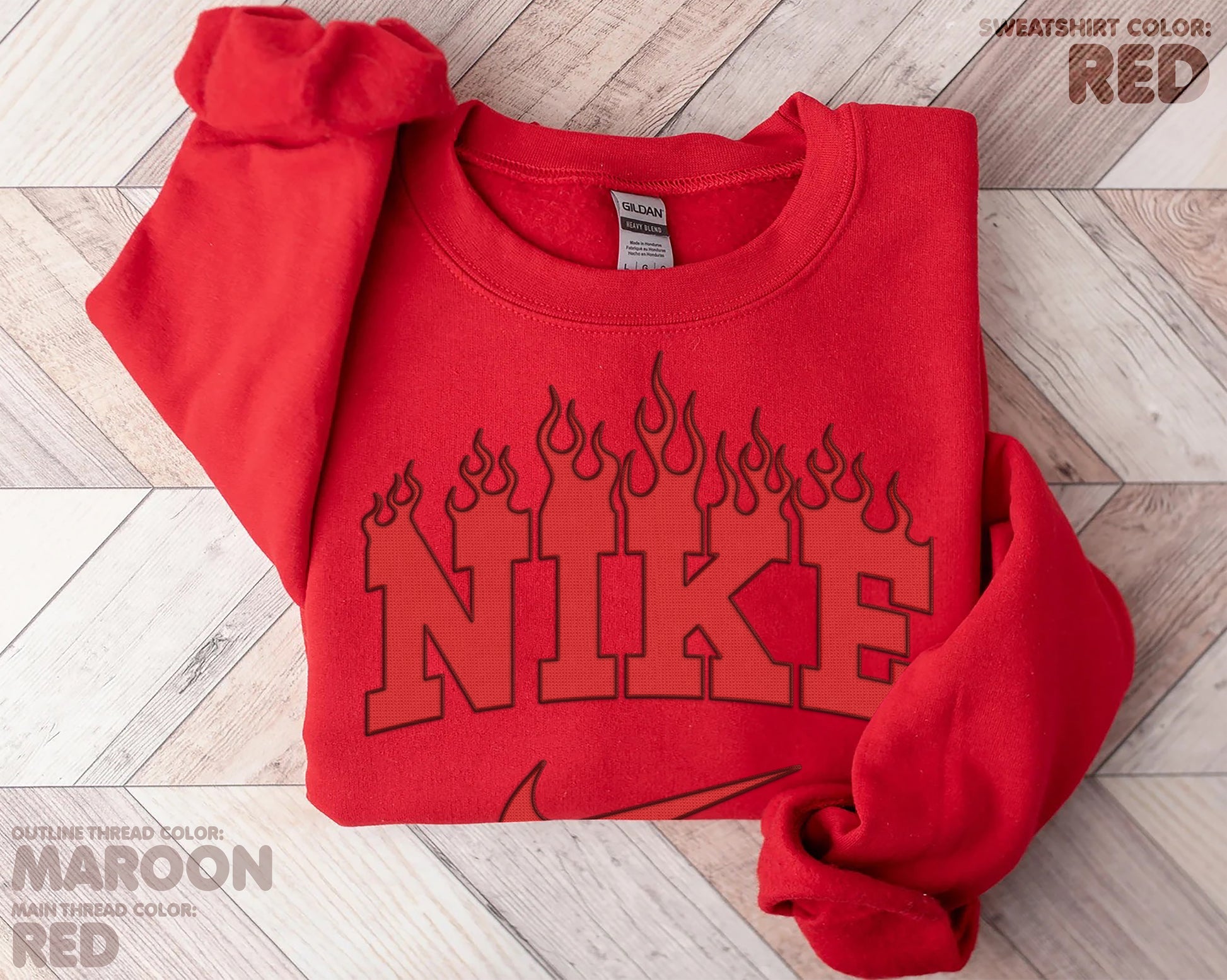 NIKE Flame Embroidered Sweatshirt (Crewneck/Hoodie) - funravel