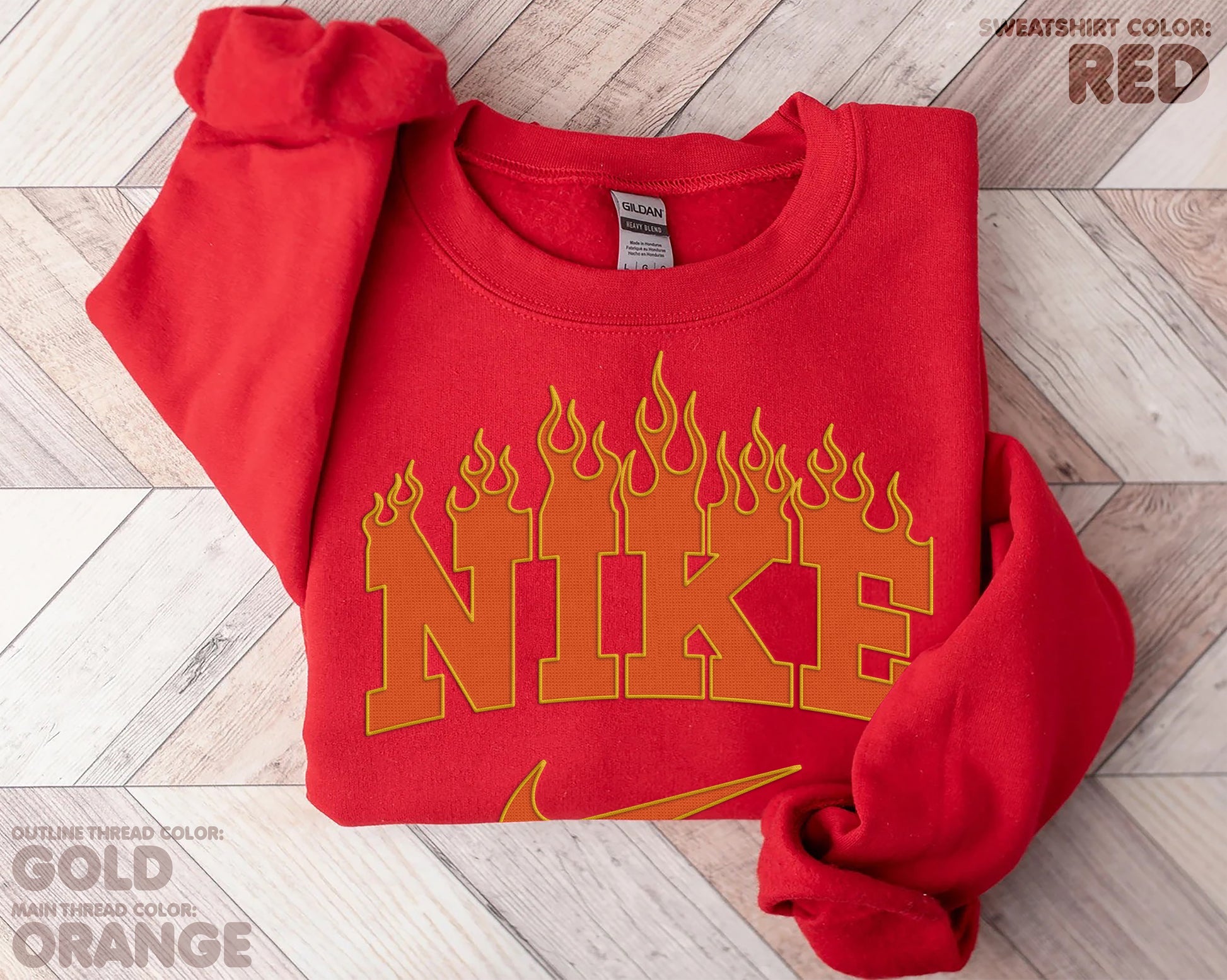NIKE Flame Embroidered Sweatshirt (Crewneck/Hoodie) - funravel