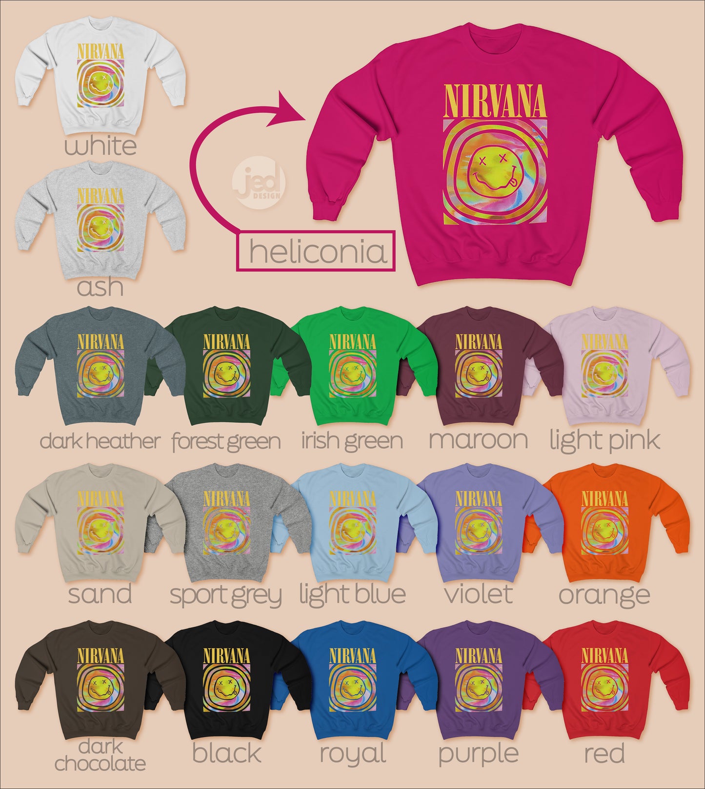 Nirvana Smiley Face Crewneck Sweatshirt Pullover - funravel