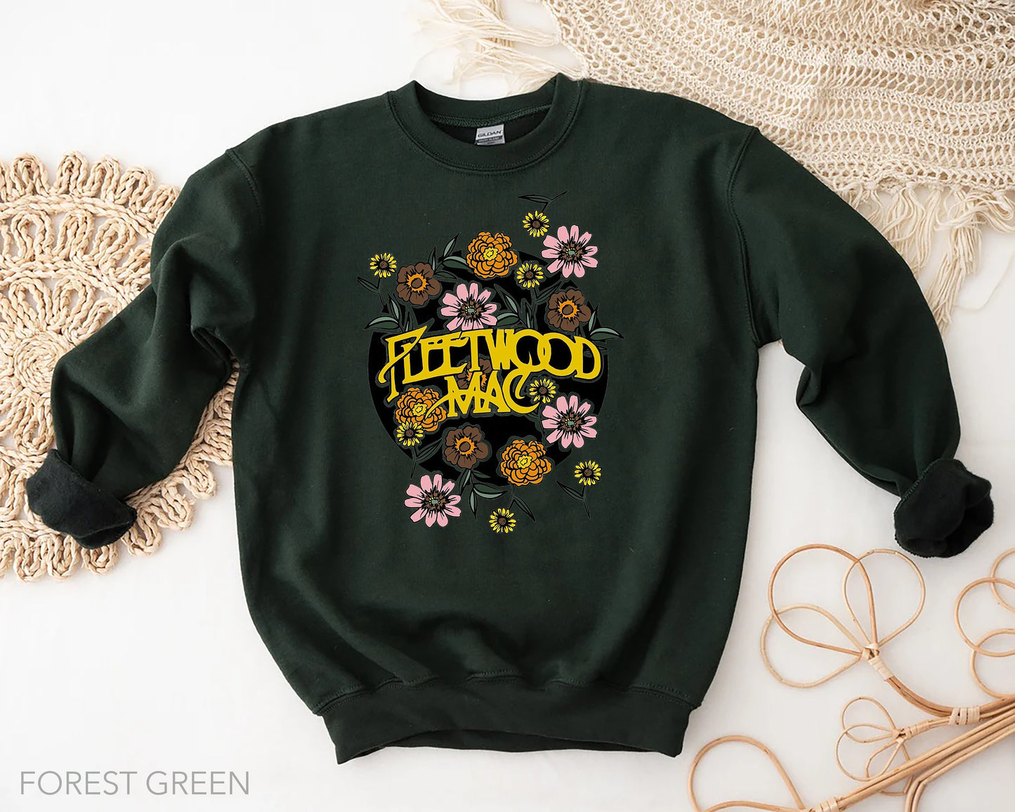 Fleetwood Mac Circle Flower Artwork Sweatshirt (Crewneck/Hoodie) - pear with me