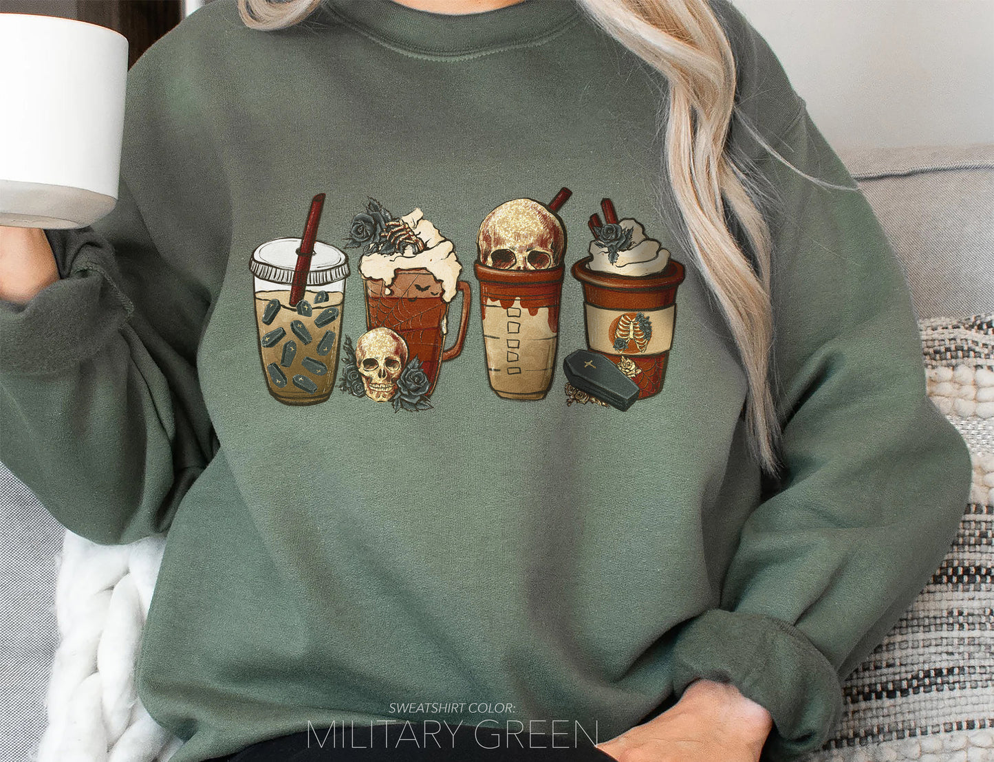 Goth Coffee Halloween Sweatshirt (Crewneck/Hoodie) - funravel