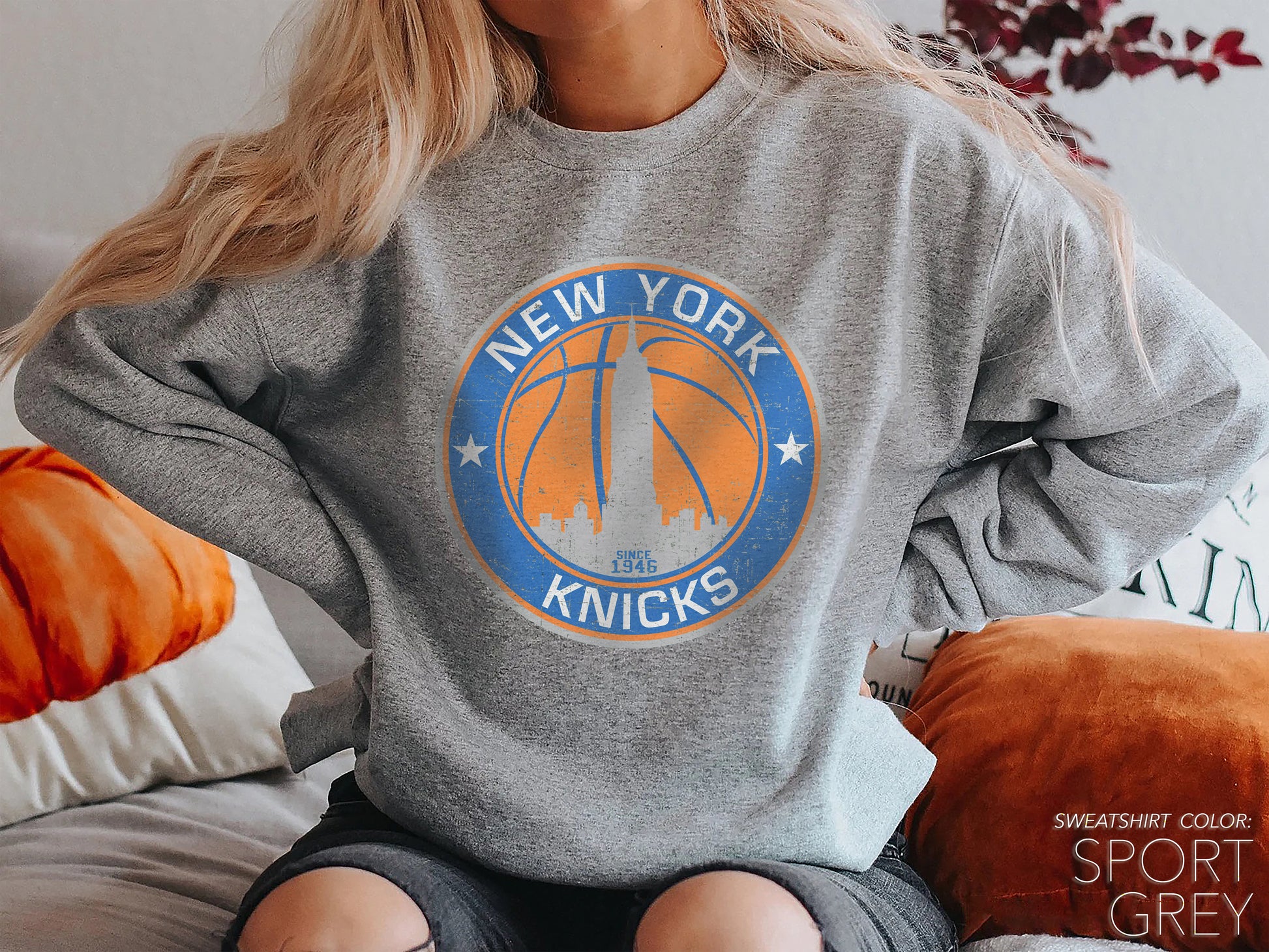 Vintage New York Knicks Circle Crewneck Sweatshirt - funravel