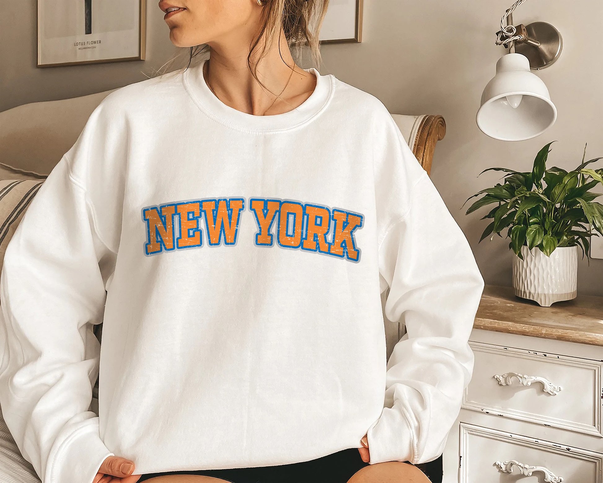 Printify Vintage New York Knicks Basic Crewneck Sweatshirt S