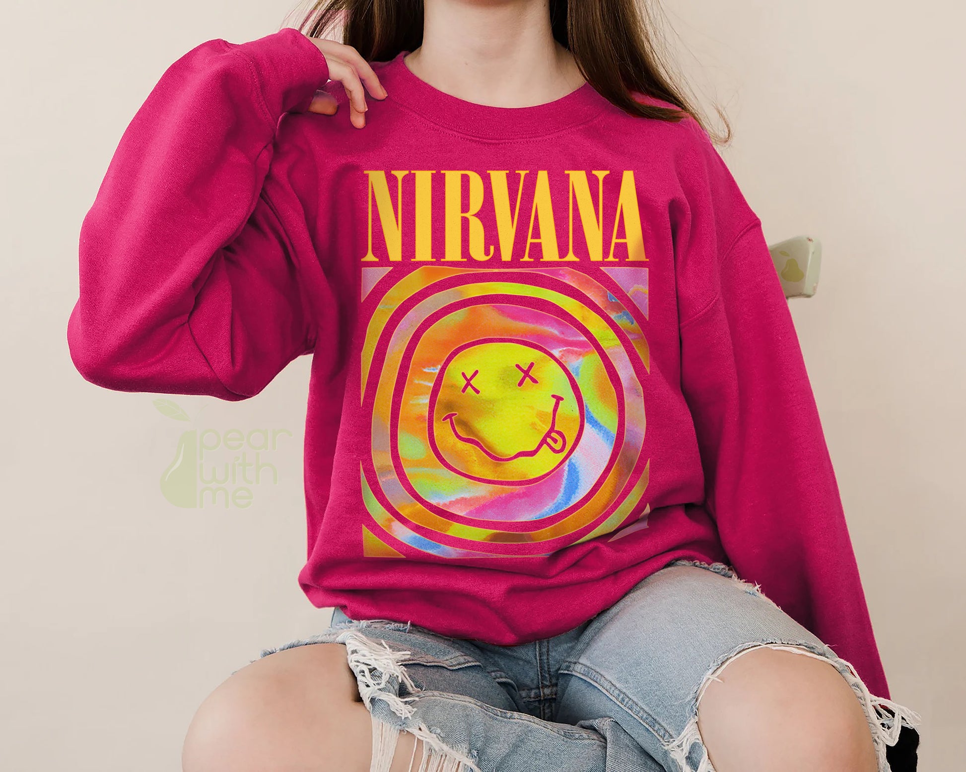 Nirvana Smiley Face Crewneck Sweatshirt Pullover - funravel